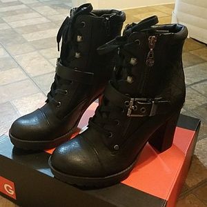 Black Buckled Heeled Booties